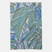 Farbenfrohe tropische Blätter in Grün Geschirrtuch (Vertikal)