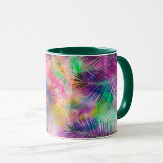 Farbenfrohe tropische Blätter in Multicolor Tasse (VorderseiteRechts)