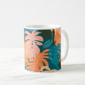 Farbenfrohe tropische Blätter Kaffeetasse (VorderseiteRechts)