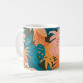 Farbenfrohe tropische Blätter Kaffeetasse (Vorderseite Links)