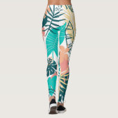 Farbenfrohe tropische Blätter Leggings (Rückseite)