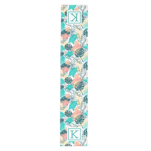 Farbenfrohe tropische Blätter Mittelgroßer Tischläufer (Vorderseite)