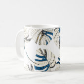 Farbenfrohe tropische Blätter, modernes Muster. Kaffeetasse (Vorderseite Links)