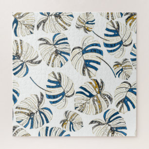 Farbenfrohe tropische Blätter, modernes Muster. Puzzle