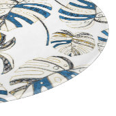 Farbenfrohe tropische Blätter, modernes Muster. Schneidebrett (Ecke)