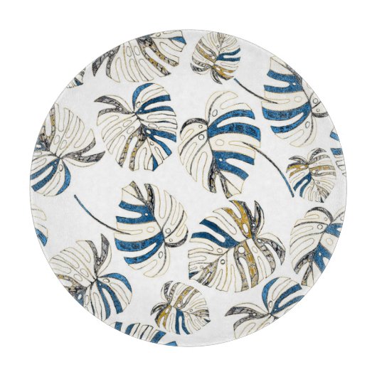 Farbenfrohe tropische Blätter, modernes Muster. Schneidebrett (Vorderseite)