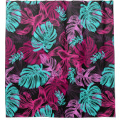 Farbenfrohe tropische Blätter Muster Duschvorhang (Vorderseite)