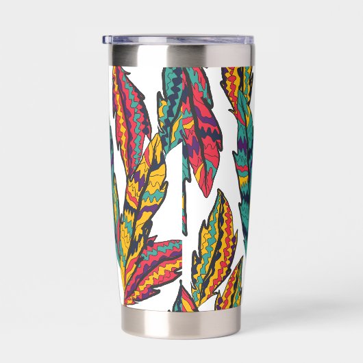 Farbenfrohe tropische Blätter Muster Monogramm Thermobecher (Rechts)