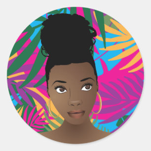 Farbenfrohe tropische Blätter Natürliche Schönhe Runder Aufkleber