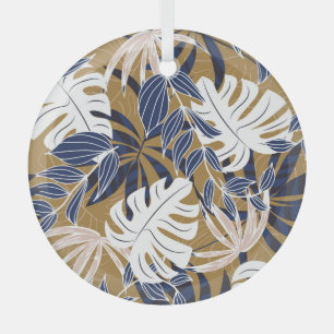Farbenfrohe tropische Blätter Orange Hintergrund Ornament Aus Glas