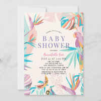 Farbenfrohe tropische Blätter Parrot Babydusche
