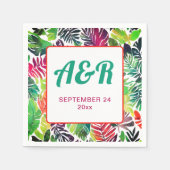 Farbenfrohe tropische Blätter, Rahmen maximalistis Serviette (Vorderseite)