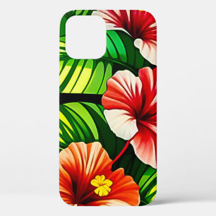 Farbenfrohe tropische Blätter und Hibiskus-Blume   Case-Mate iPhone Hülle