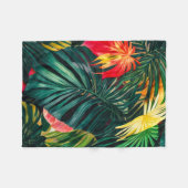 Farbenfrohe tropische Blätter und Hibiskus-Blume | Fleecedecke (Vorderseite (Horizontal))