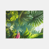 Farbenfrohe tropische Blätter und Hibiskus-Blume | Fleecedecke (Vorderseite (Horizontal))