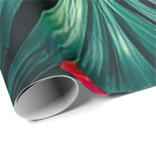 Farbenfrohe tropische Blätter und Hibiskus-Blume | Geschenkpapier (Rolleneckpunkt)