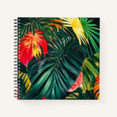 Farbenfrohe tropische Blätter und Hibiskus-Blume | Notizblock (Vorderseite)