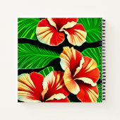 Farbenfrohe tropische Blätter und Hibiskus-Blume | Notizblock (Rückseite)