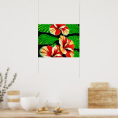 Farbenfrohe tropische Blätter und Hibiskus-Blume | Poster (Küche)