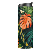 Farbenfrohe tropische Blätter und Hibiskus-Blume | Thermosbecher (Nach links gedreht)