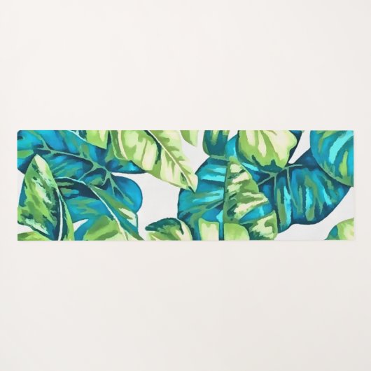 Farbenfrohe tropische Blätter von Banana und Monst Yogamatte (Rückseite (Horizontal))