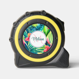 Farbenfrohe tropische Blätter Wasserfarbe Custom Maßband