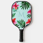 Farbenfrohe tropische Blätter Wasserfarbe Custom Pickleball Schläger (Rückseite)