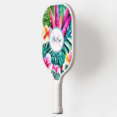 Farbenfrohe tropische Blätter Wasserfarbe Custom Pickleball Schläger (Links)