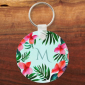 Farbenfrohe tropische Blätter Wasserfarbe Custom Schlüsselanhänger (Vorderseite)