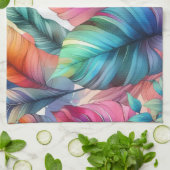 Farbenfrohe tropische Blätter Wasserfarben Design Geschirrtuch (Gefaltet)