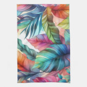 Farbenfrohe tropische Blätter Wasserfarben Design Geschirrtuch (Vertikal)