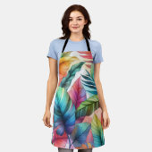 Farbenfrohe tropische Blätter Wasserfarben Design Schürze (Getragen)