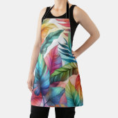 Farbenfrohe tropische Blätter Wasserfarben Design Schürze (InSitu)