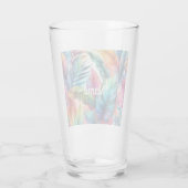 Farbenfrohe tropische Blätter Wasserfarbendesign N Glas (Rückseite)