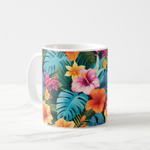 Farbenfrohe tropische Blattmuster Kaffeetasse