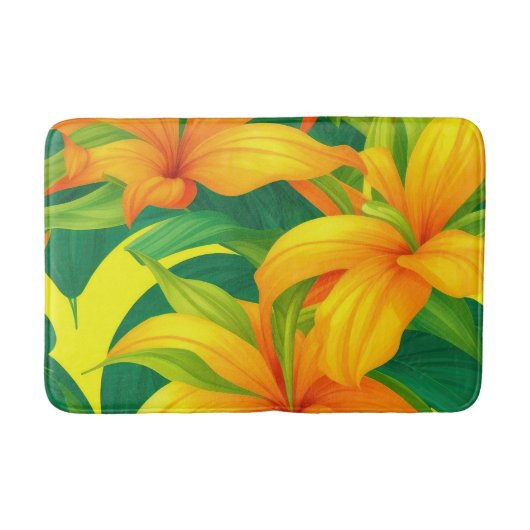 Farbenfrohe tropische Blume Badematte (Vorderseite)