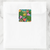 Farbenfrohe tropische Blume Blätter Muster Sticker (Tasche)