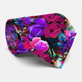 Farbenfrohe tropische Blume Blumengestein Krawatte (Gerollt)