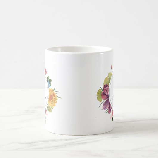 Farbenfrohe tropische Blume Bouquet Monogram Kaffeetasse (Mittel)