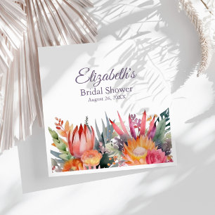Farbenfrohe tropische Blume Brautparty Serviette