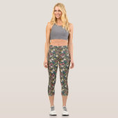 Farbenfrohe tropische Blume Capri Leggings (Vorderseite)