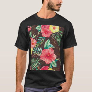Farbenfrohe tropische Blume dunkler Hintergrund T-Shirt