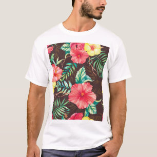 Farbenfrohe tropische Blume dunkler Hintergrund T-Shirt