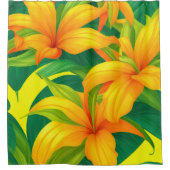 Farbenfrohe tropische Blume Duschvorhang (Vorderseite)