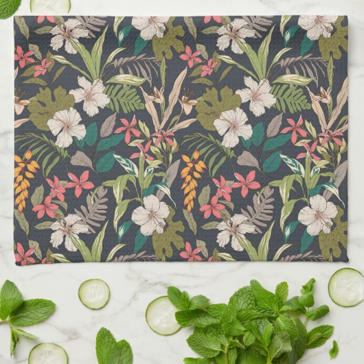 Farbenfrohe tropische Blume Geschirrtuch (Gefaltet)