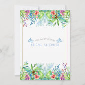 Farbenfrohe tropische Blume Gold Akzent Einladung (Rückseite)