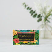 Farbenfrohe tropische Blume Gold-Geschenkgutschein Rabattkarte (Stehend Vorderseite)