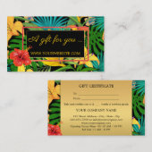 Farbenfrohe tropische Blume Gold-Geschenkgutschein Rabattkarte (Vorne/Hinten)