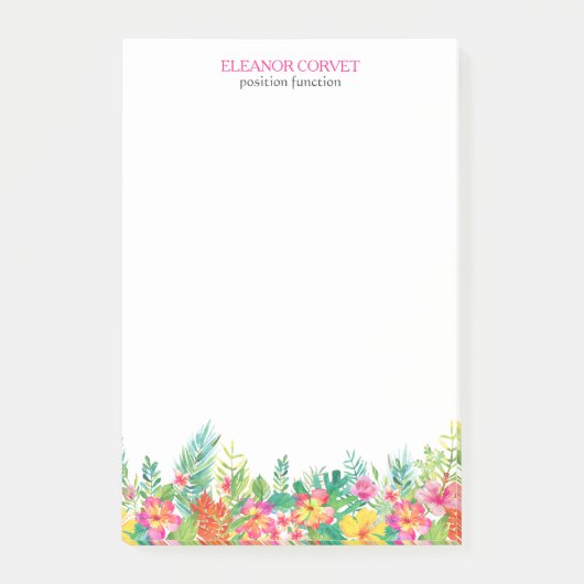 Farbenfrohe tropische Blume Grenze Post-it Klebezettel (Vorderseite)