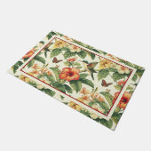 Farbenfrohe tropische Blume Hummingbird Fußmatte (Schrägansicht)